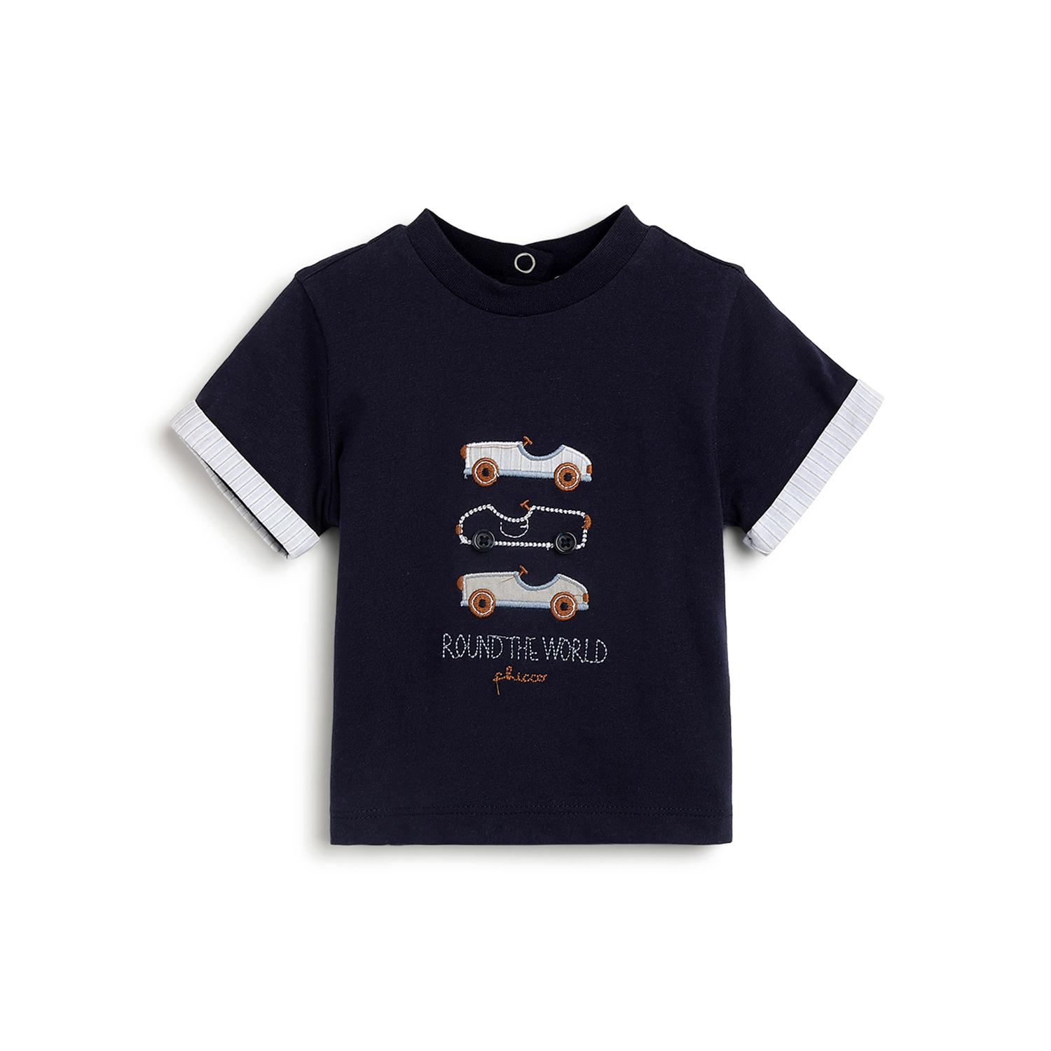 Boys Dark Blue Graphic Printed Short Sleeve T-Shirt-Dark Blue